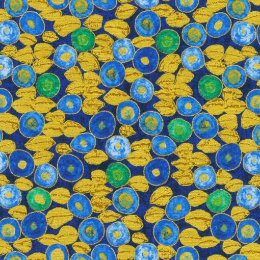 Robert Kaufman - Gustav Klimt  - Dots - Sapphire - Blue Multi - Gold Metallic - 21351 74