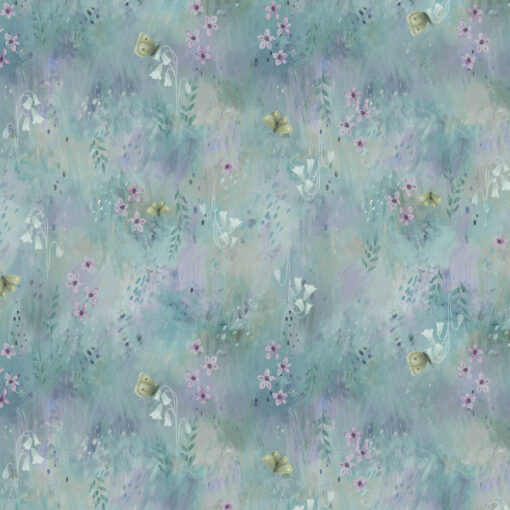 Clothworks - Serenity by Kendra Binney - Light Sky - Watercolour Floral - Blue Multi - Digital - 4314 97