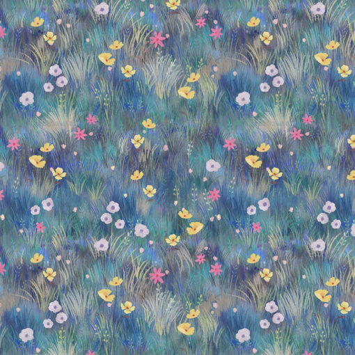 Clothworks - Serenity by Kendra Binney - Wildflowers - Floral - Blue Multi - Digital - 4314 97