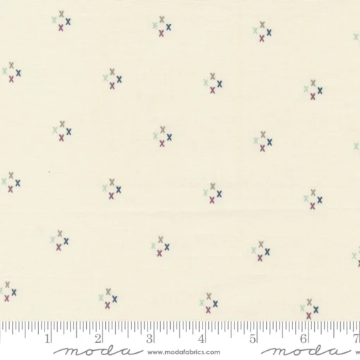 Moda Fabrics - Seaglass Summer by Sweetfire Road - Cross my Heart  - Geometric - Oyster - Cream Multi -43186 11