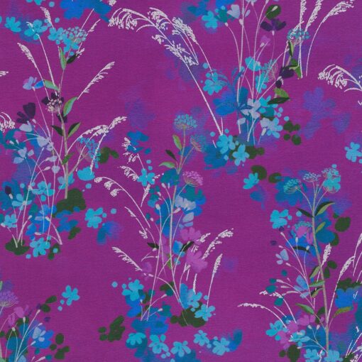 Robert Robert Kaufman - Silver Lake by Sanja Rescek - Floral - Fuchsia - Purple Multi -Silver Metallic - 22927 108